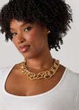 Textured Gold Tone Necklace Set