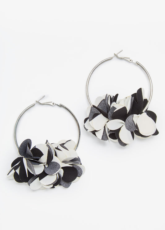 Two Tone Petal Hoop Earrings