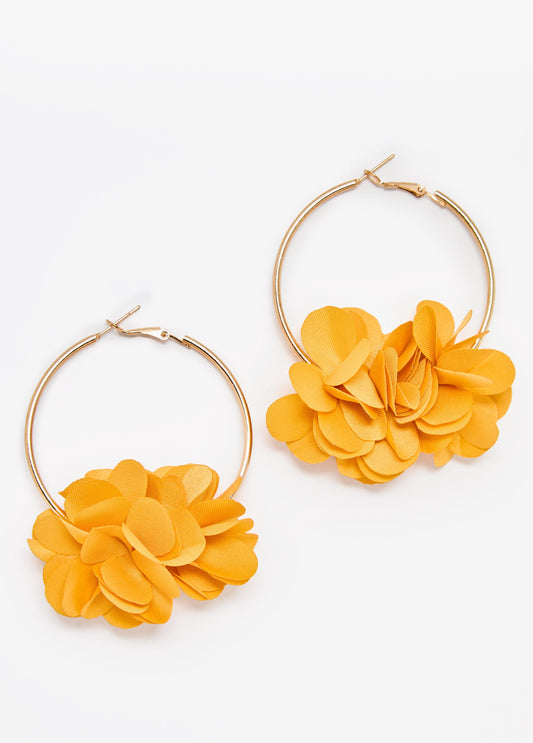 Satin Petal Hoop Earrings