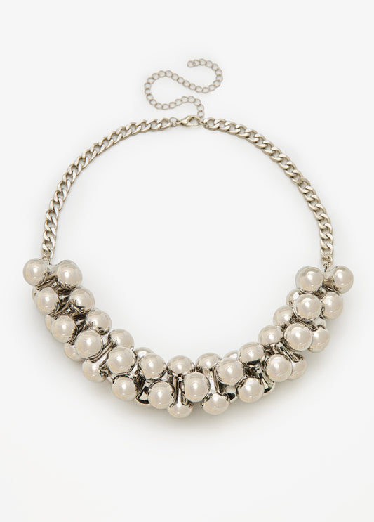 Beaded Silver Tone Necklace Set