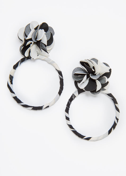 Printed Flower Hoop Earrings