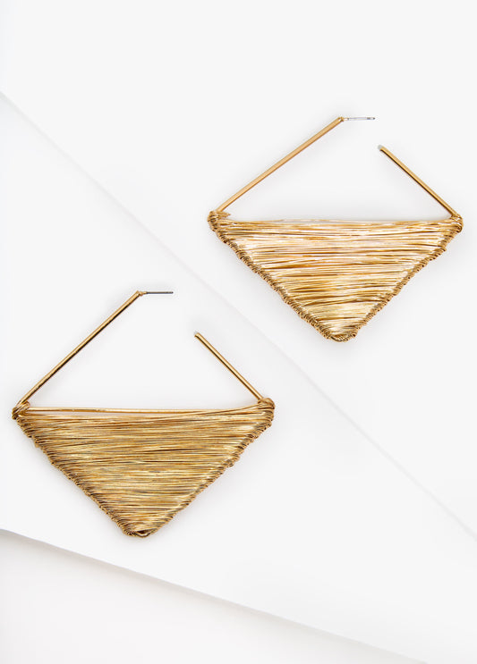 Gold Tone Wrapped Wire Earrings