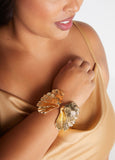 Statement Gold Leaf Cuff Bracelet Fashion Jewelry