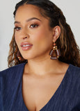 Wood And Bead Earrings