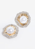 Faux Pearl And Crystal Earrings