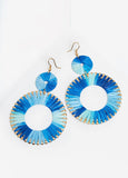 Ombre Raffia Wrapped Ring Earrings