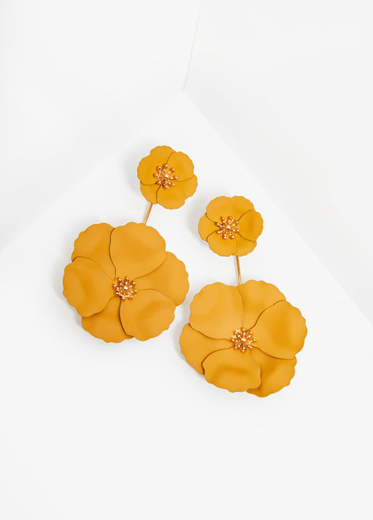 Coated Metal Flower Earrings