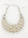 Multi Strand Faux Pearl Necklace Set