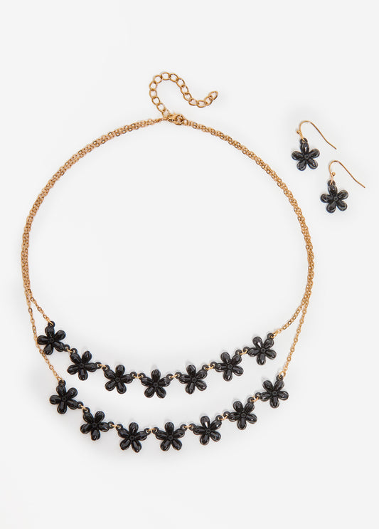 Flower Beaded Necklace Set