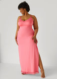 Plus Size Lace And Mesh Trimmed Nightgown