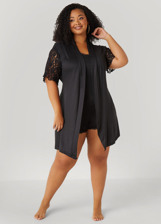 Plus Size Love To Sleep Lace Paneled 3 Pc Set