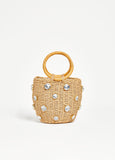 Crystal Straw Bucket Bag
