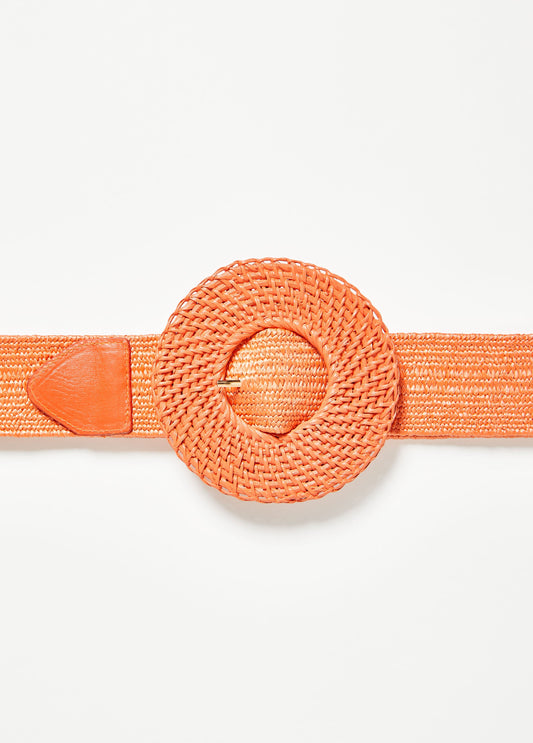 Raffia Buckle Stretch Belt