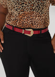 Plus Size Engraved Faux Leather Waist Belt