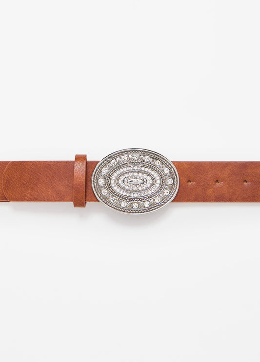 Plus Size Crystal Oval Buckle Belt