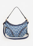 Checked Denim Shoulder Bag