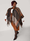 Reversible Fringed Plaid Ruana