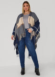 Plus Size Chevron Plaid Poncho