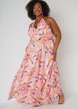 Floral Organza Halter Gown