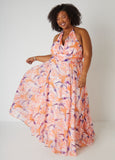 Floral Organza Halter Gown