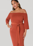 Belted Off The Shoulder Dress