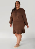 Flounced French Terry Hoodie Dress