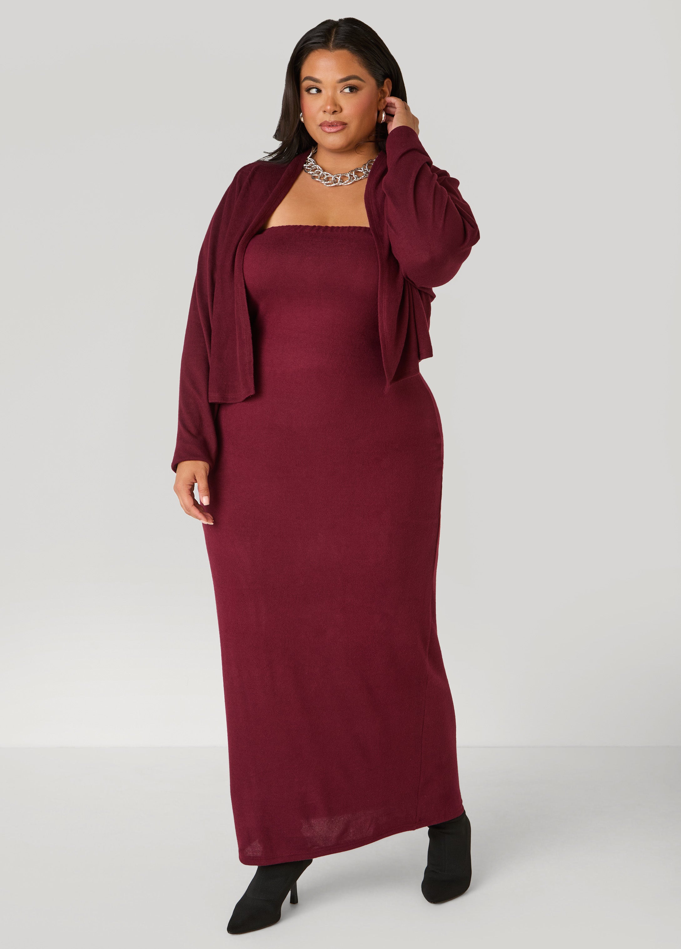 Plus Size Brushed Strapless Maxi Dress