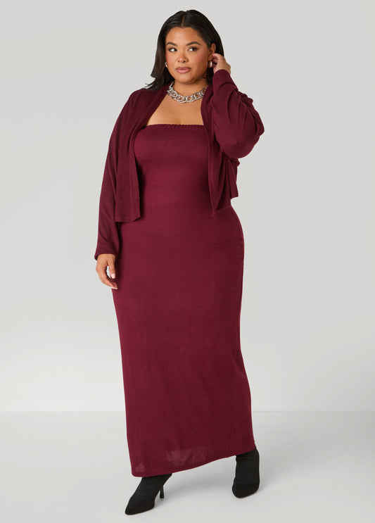 Plus Size Brushed Strapless Maxi Dress