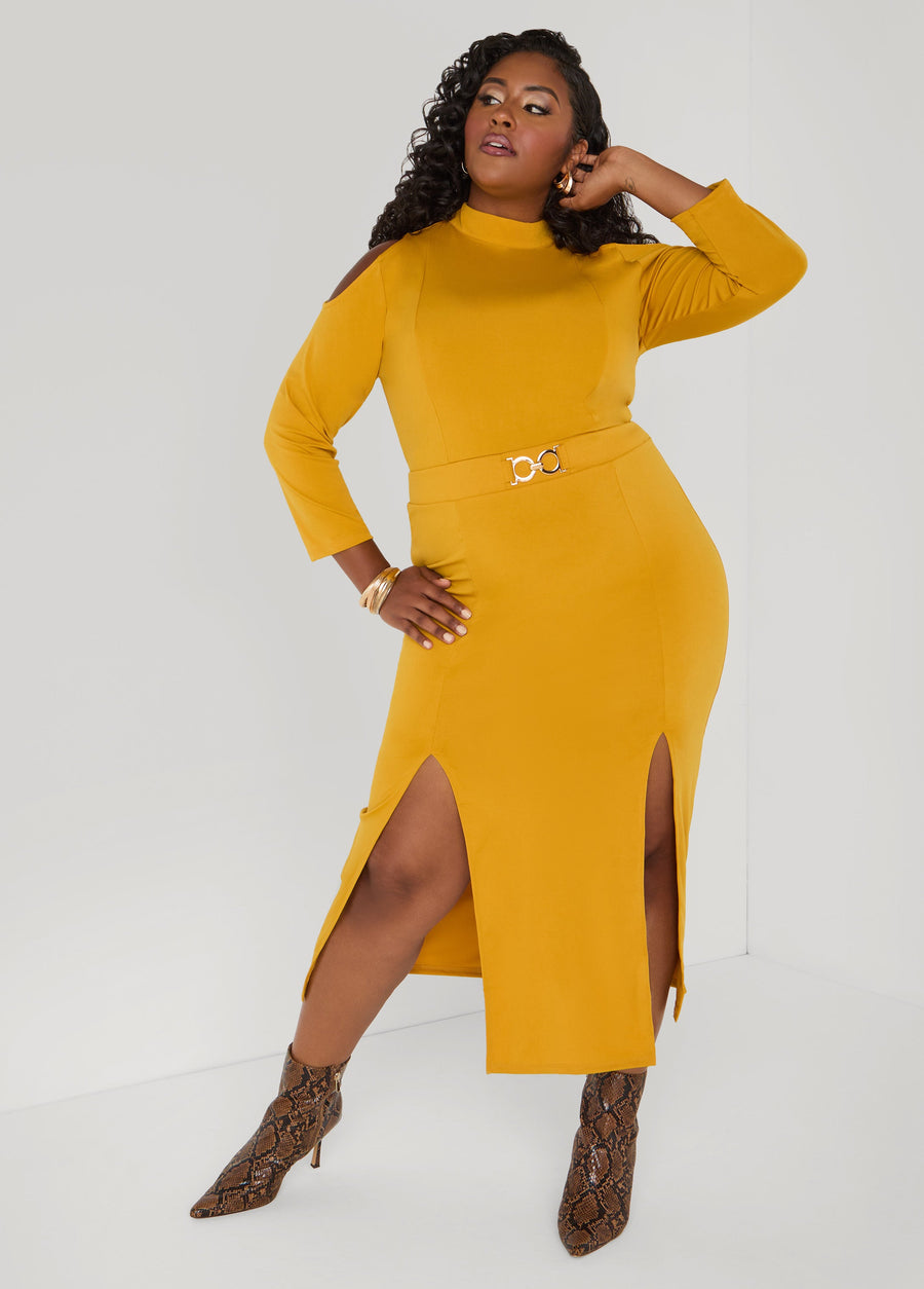Plus Size Cold Shoulder Maxi Dress