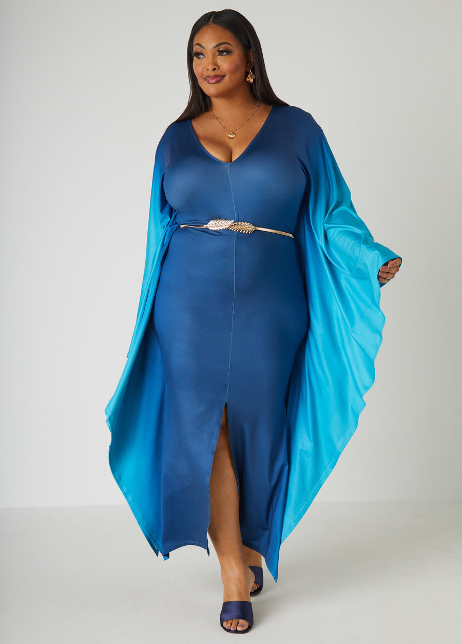 Plus Size kaftan maxi dress plus size trendy ombre cocoon maxi dress