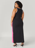 Black & Fuchsia Color Block Tank Maxi Dress