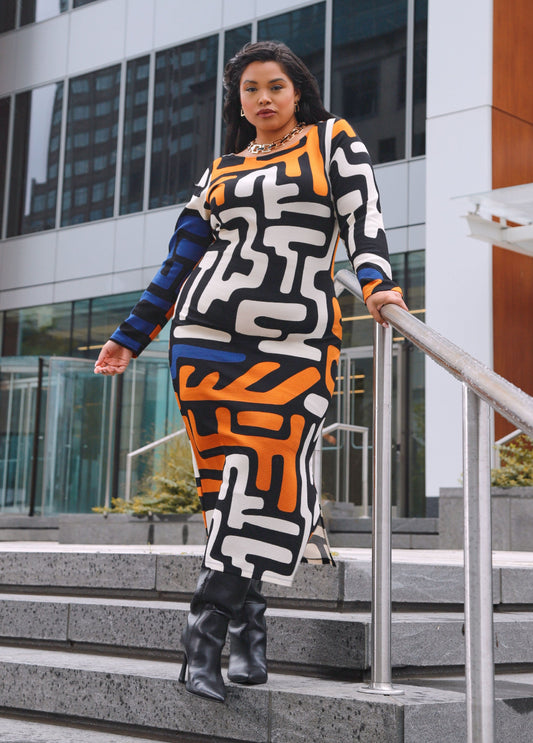 Textured Abstract Maxi Dress