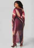 Printed Mesh Maxi Bodycon Dress