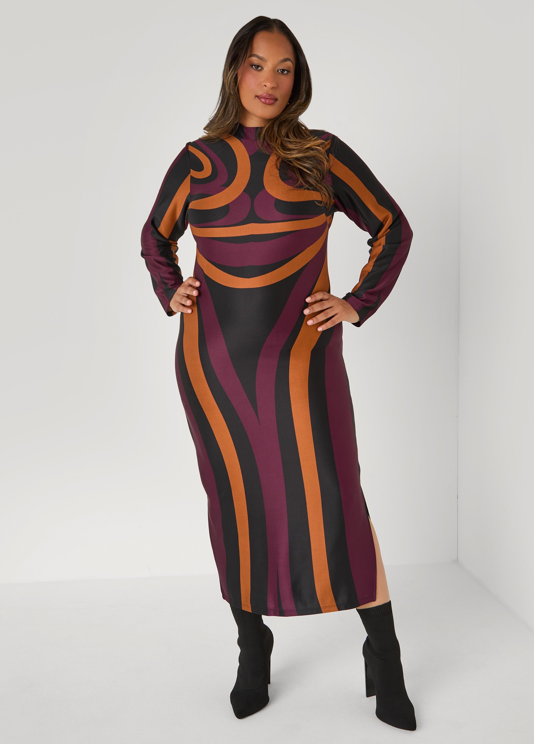 Plus Size Swirl Maxi Bodycon