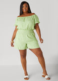 Plus Size Off The Shoulder Swirl Romper