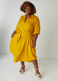 Belted Slub Woven Shirtdress