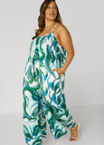 Plus Size Wide Leg Swirl Print Jumpsuit Going Out Linen Jumpsuit