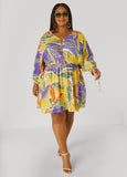 Tropical Print A Line Dress
