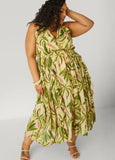 Palm Print Maxi Halter Dress