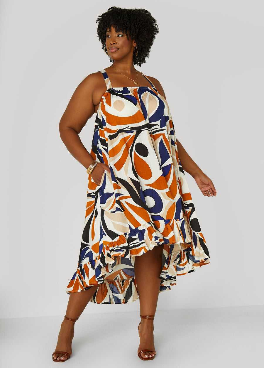 Plus Size Printed Hi Low Dress