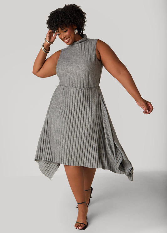 Plus Size Pleated Asymmetric Skirt