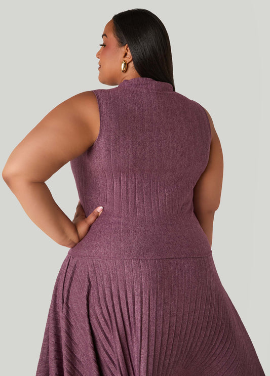 Pleated Mock Neck Top