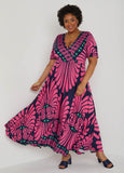 Plus Size Printed Faux Wrap Maxi Dress