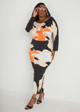 Plus Size Off The Shoulder Orchid Print Dress
