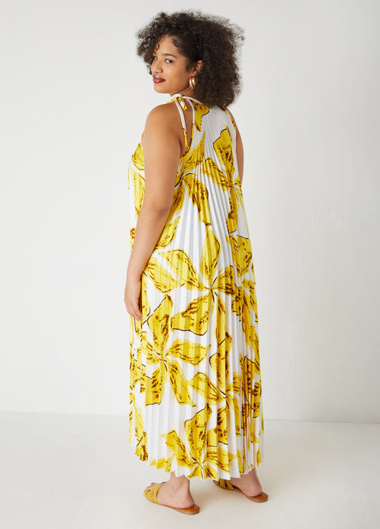 Floral Pleated Maxi Dress