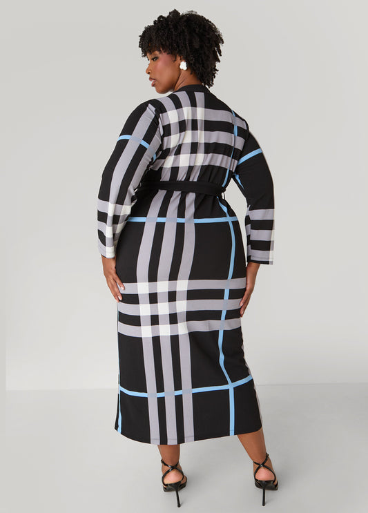 Plaid Maxi Cardigan Dress