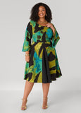 Plus Size Watercolor Textured A Line Dress