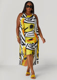Plus Size Layered Geo Print Dress