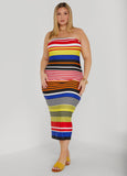 Striped Strapless Bodycon Dress