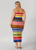 Striped Strapless Bodycon Dress